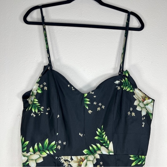 NEW 1X THREAD STORY BLACK FLORAL SATIN JUMPSUIT WIDE LEG  EVENT PARTY - Picture 3 of 16